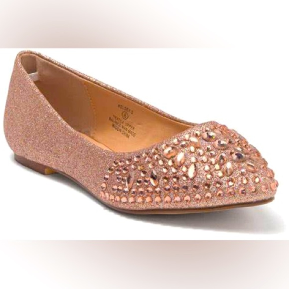 Lauren Lorraine Kelsey Embellished Rose Gold Flat